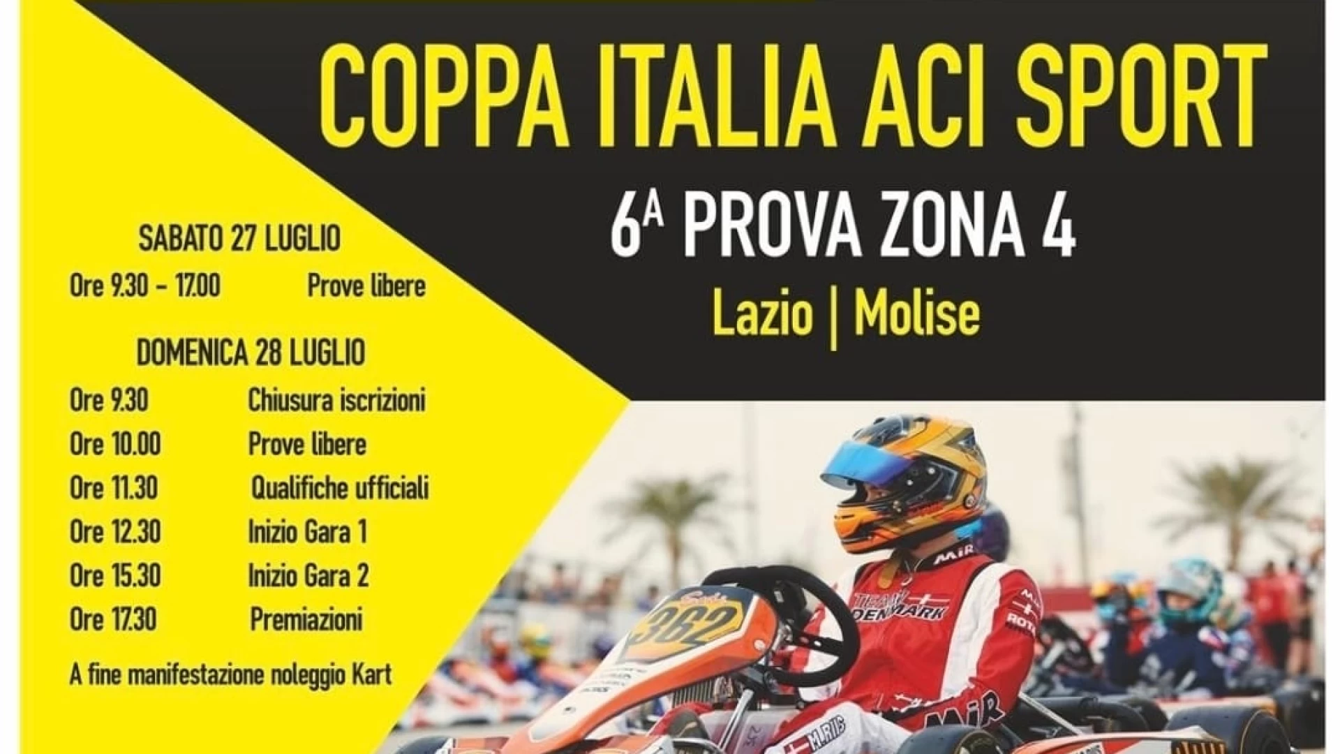 Sesta tappa Coppa Italia Karting Aci Sport in Molise: 27 e 28 luglio a Santa Maria del Molise